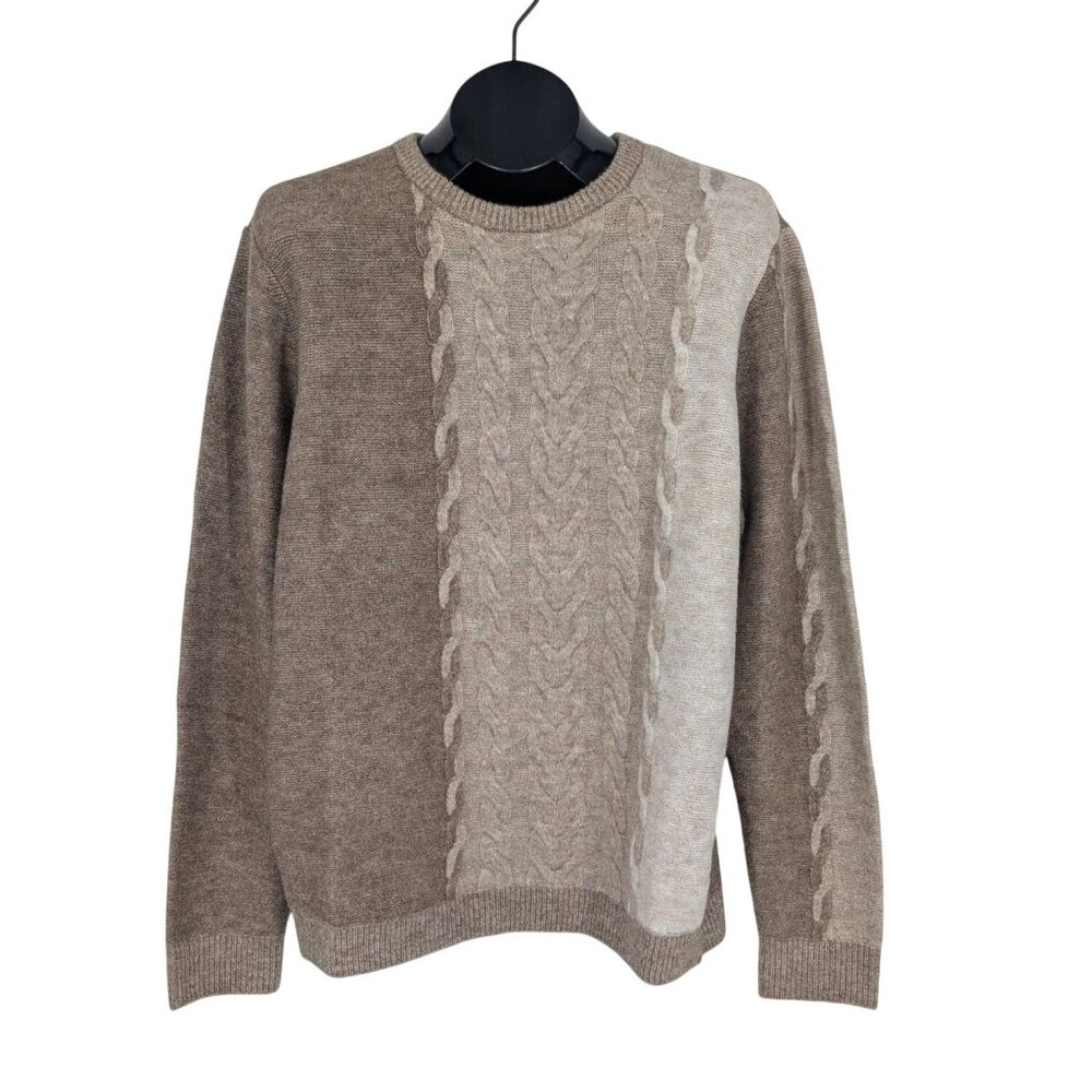 Paisley & Gray Cable Knit Crewneck Sweater Slim Fit Academia Neutral Cozy Size L